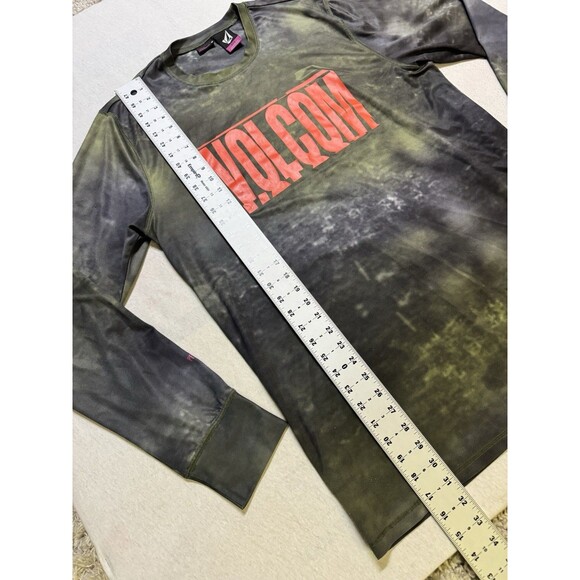 Y2K Volcom Jersey Shirt Size XL Green Graphic Diamond Grunge Skate Long Sleeve - Picture 9 of 10